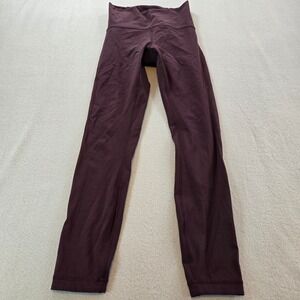 Lululemon Train Times 7/8 Pant Mesh Leggings Plum Burgundy Size 4 W5ARHS